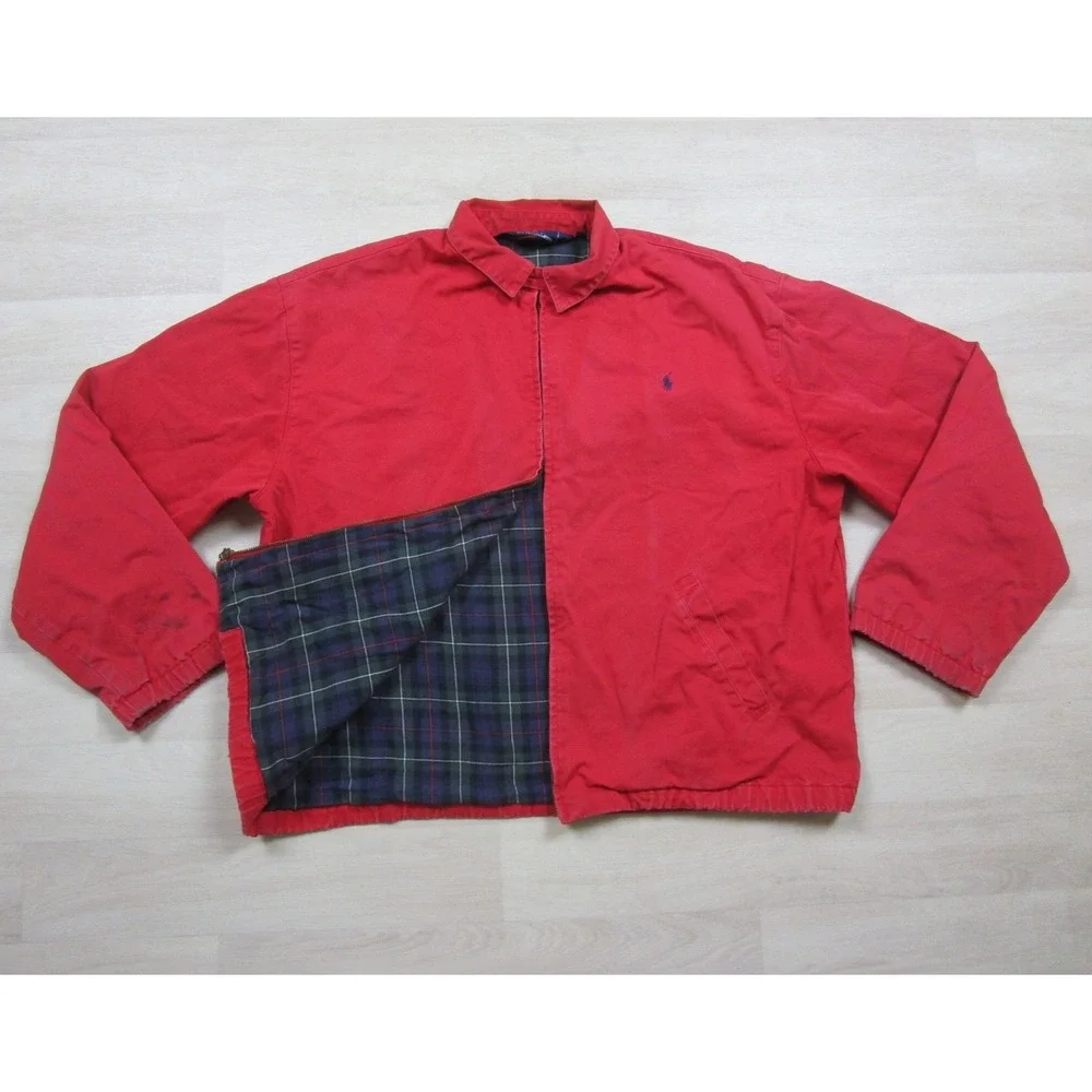 Vintage 90s Polo Ralph Lauren Harrington Jacket Men's (L) Plaid Lined Preppy